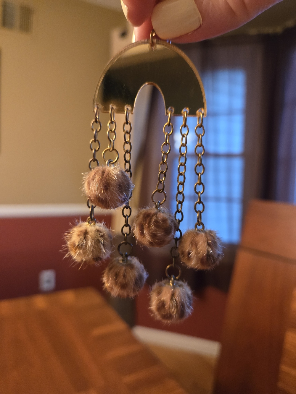 Shop Cholla Rich Girl Dangle Earrings  Faux Fur Pom Poms Leopard Print And Gold